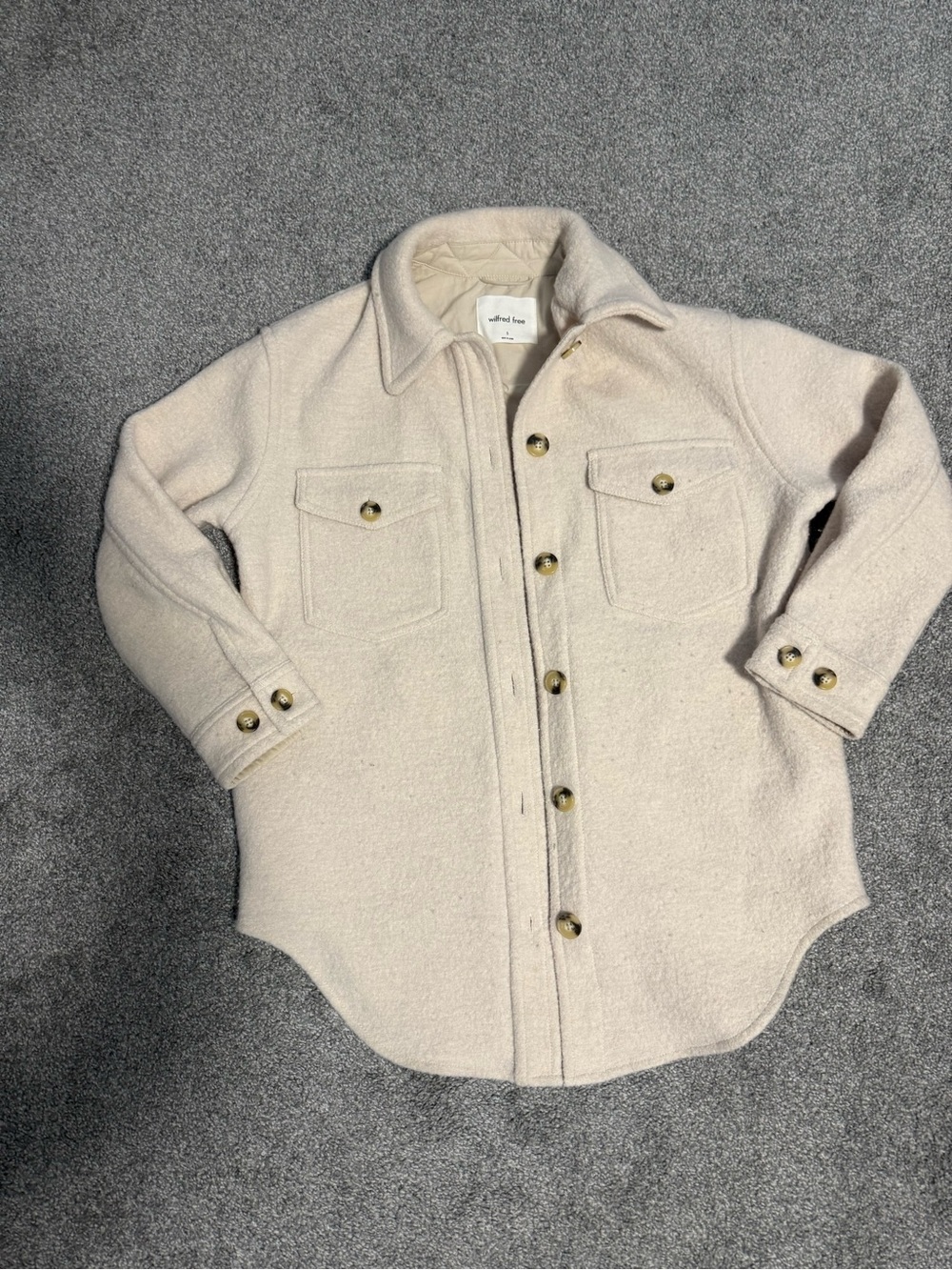 Aritzia Off-White Wool Blend Button-Up Pea Coat